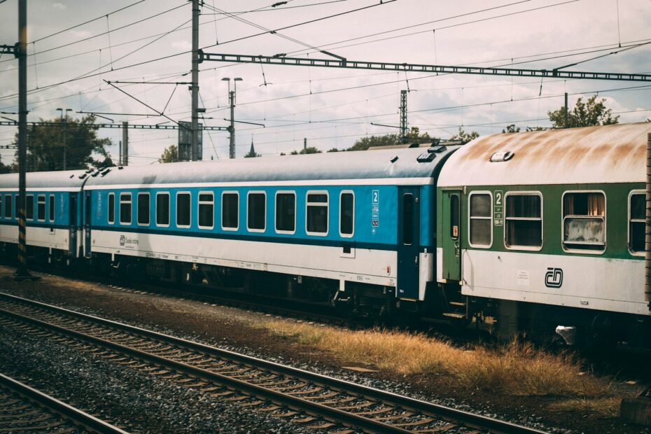 a train on the railway tracks